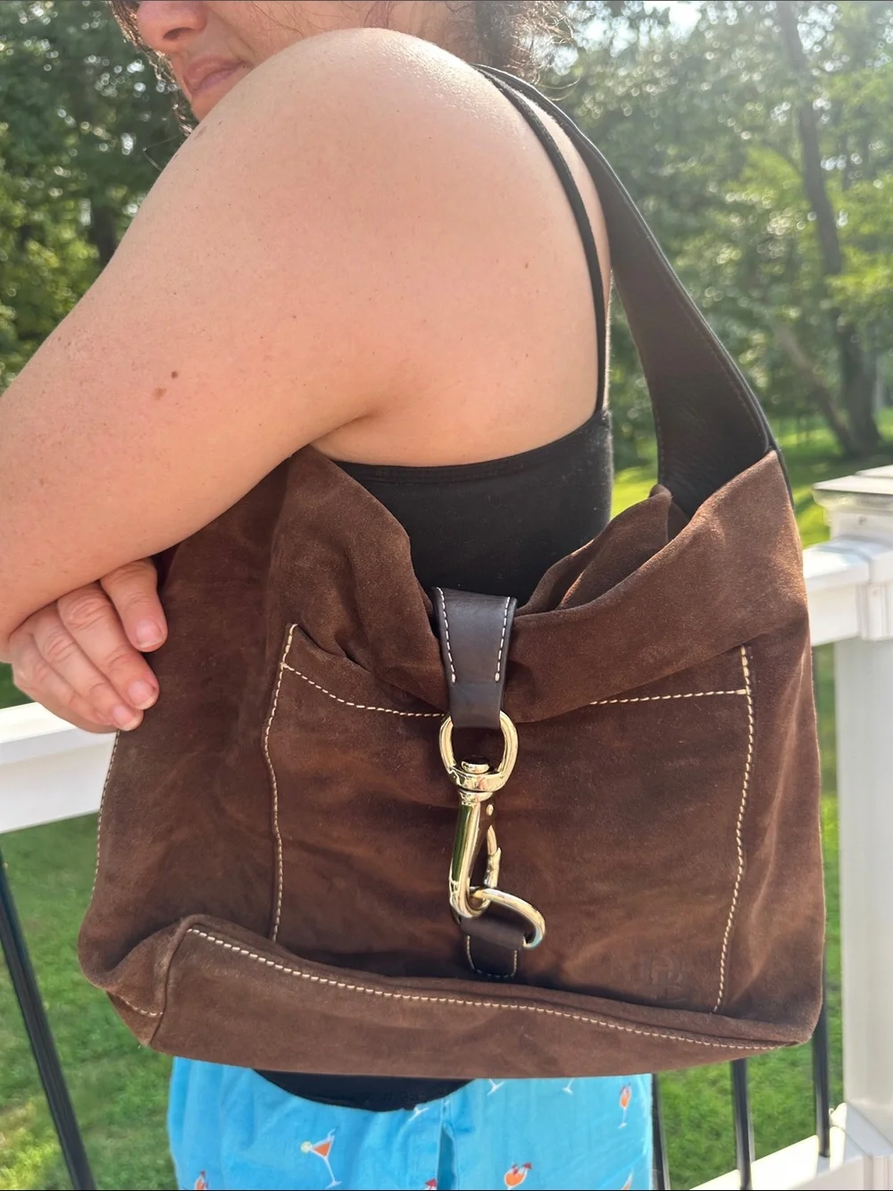 Dooney and Bourke Brown Cognac Suede Hobo